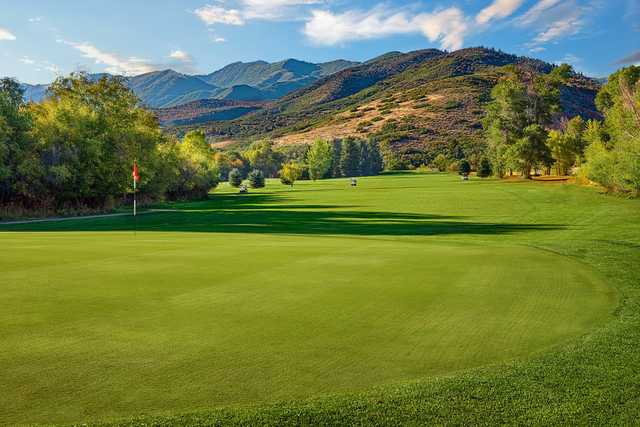 A fall day view of a hole at Wasatch Mountain State Park.
