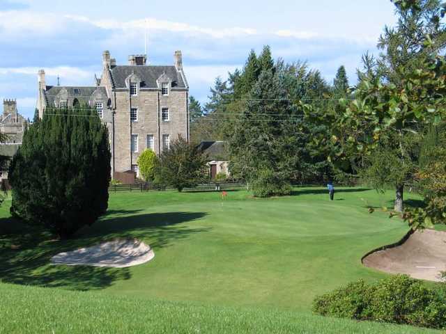 Looking down to the green on the par 3 18th