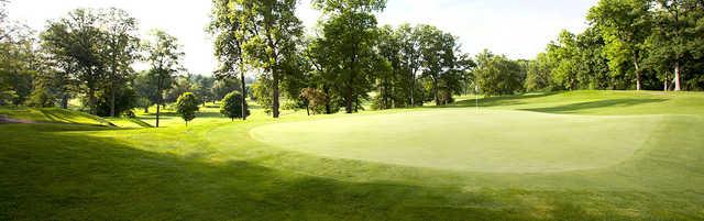 A sunny day view of a hole at Delaware Country Club