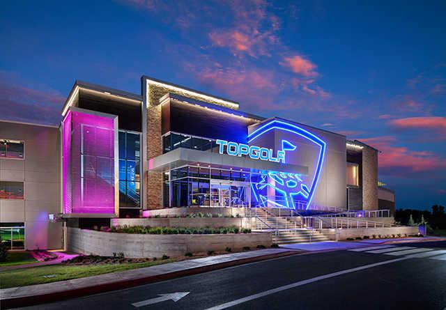 TopGolf Oklahoma City - Exterior by night