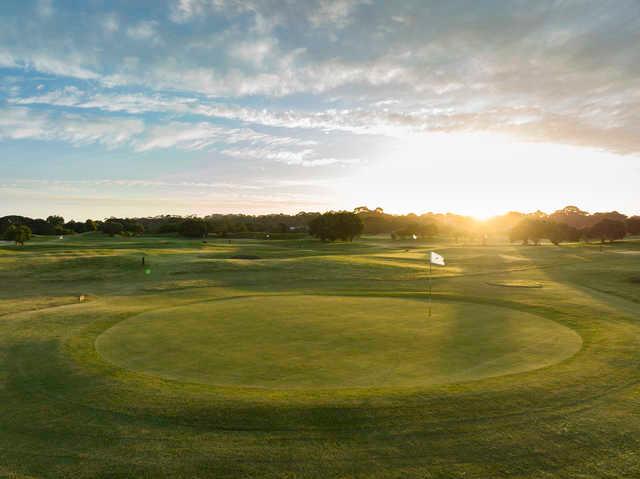 View of a green at Red Rocks Golf Club.