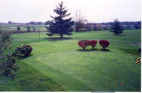 A view of the practice area at Etna Acres Golf Club