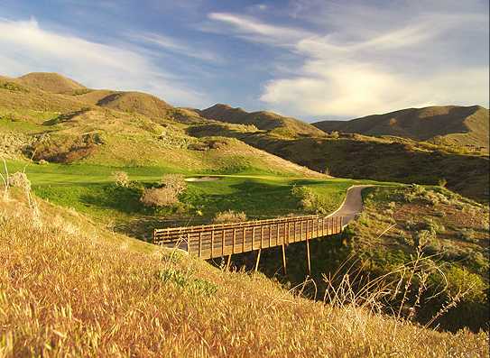 A view over the bridge of hole #4 at South Mountain Golf Club