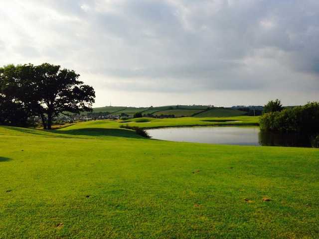A view of the 18th hole at Barum Course from Portmore Golf Park.
