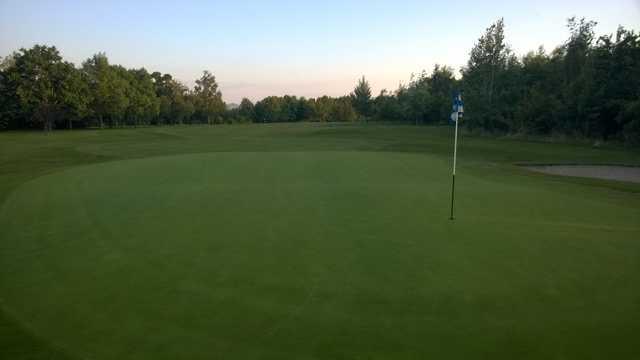 View of the 13th green and bunker at Shrewsbury Golf Club