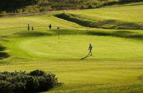 A sunny view of a green at Houghwood Golf Club