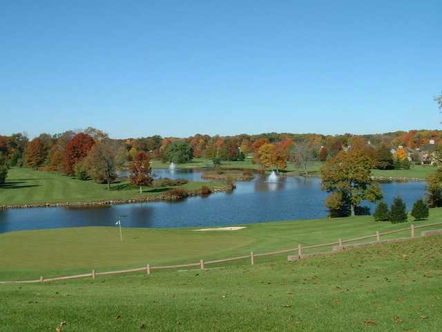 A view of a hole with water coming into play at Brooklake Country Club