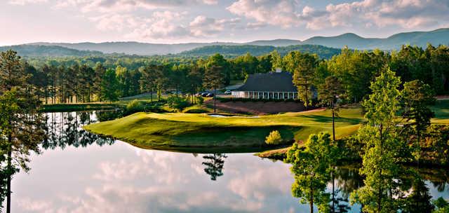 A view of green #18 and the clubhouse at Cider Ridge Golf Club.