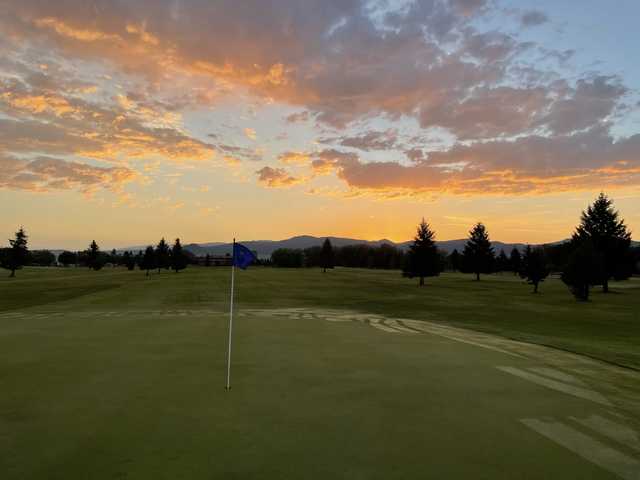 Looking back from a green at Fairmont Hot Springs Resort.