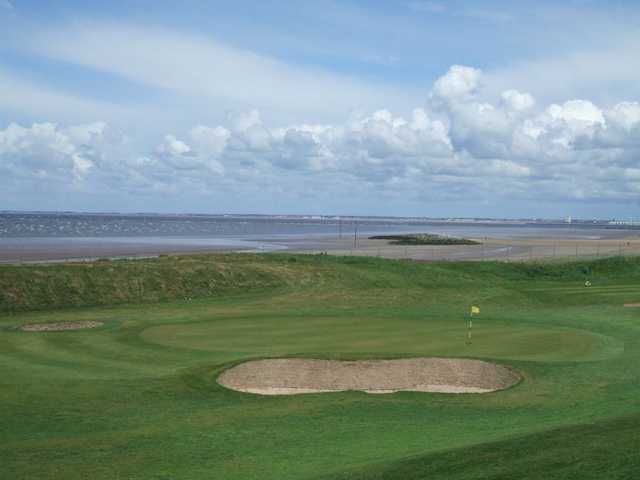 Bunker by green at Leasowe Golf Club