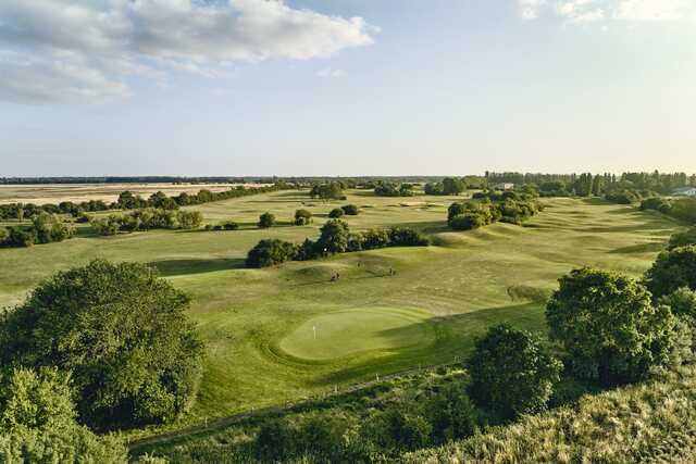 Aerial view of a green from Aigle Course at National Golf Club.