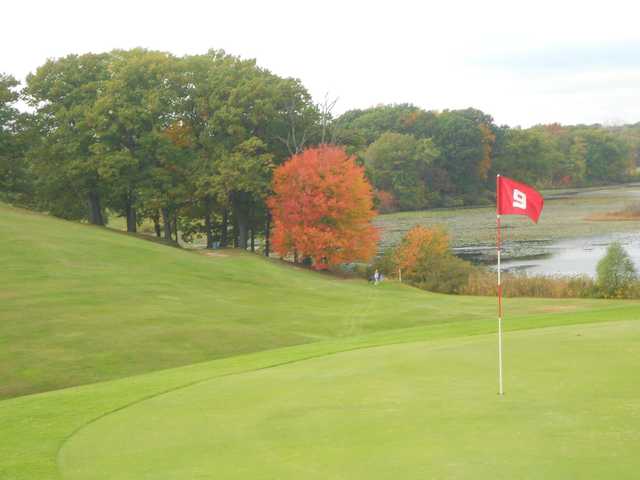A view of the 9th green at Mink Lake Golf Course.
