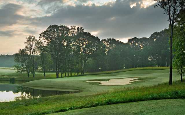 A view of green #10 at Schoolmaster Course from Shoals Golf Club