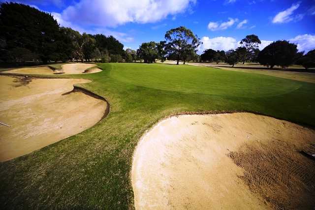 A view of hole #11 protected by bunkers at South Course from Rosebud Country Club