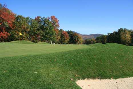 A view of the 3rd green at Bald Peak Colony Club
