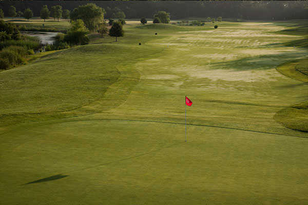 A view of a green and the fairway at Rookery South