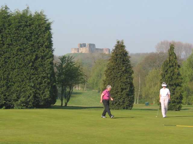 Hole 2 with Stafford Castle in the backdrop
