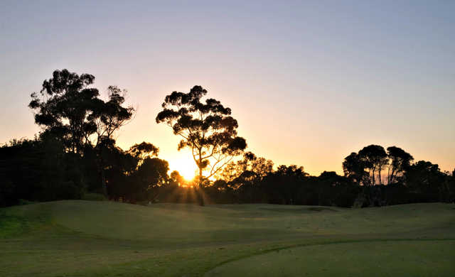 A sunrise view of hole #8 at Geelong Golf Club.