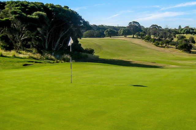 A view of a hole at Portsea Golf Club.