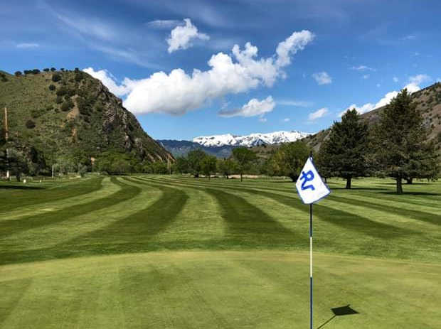 A view from a green at Round Valley Golf Course.