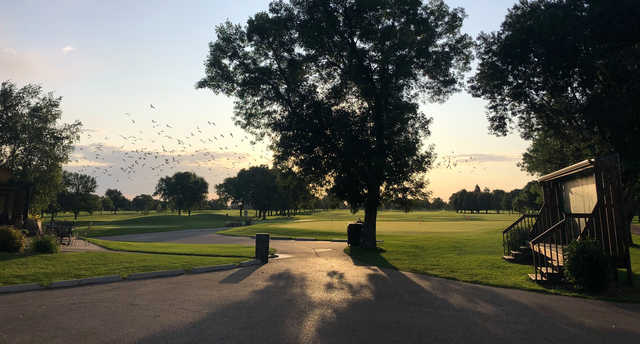 A morning view of the practice putting green at Cattail Crossing Golf Course.