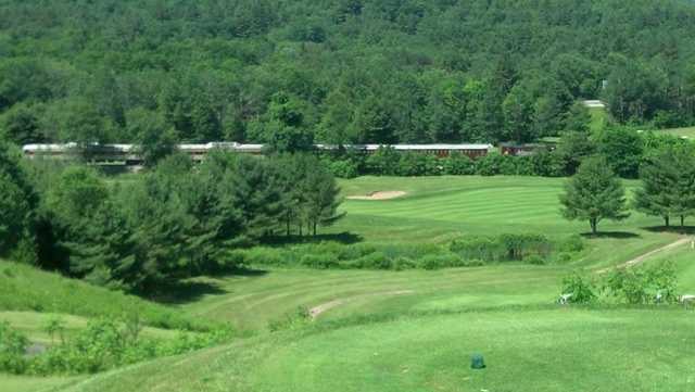 A view from tee #2 at Owl's Nest Golf Club with the Hobo Railroad tourist train in the distance