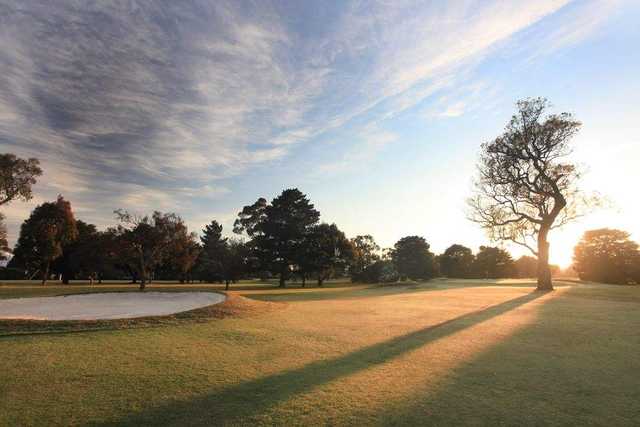 Bunkered green at Burnley Golf Club.