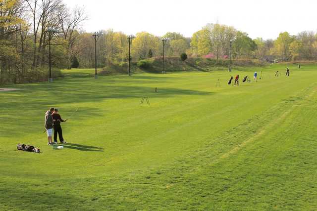A view of the driving range from Eagle Creek Golf Club