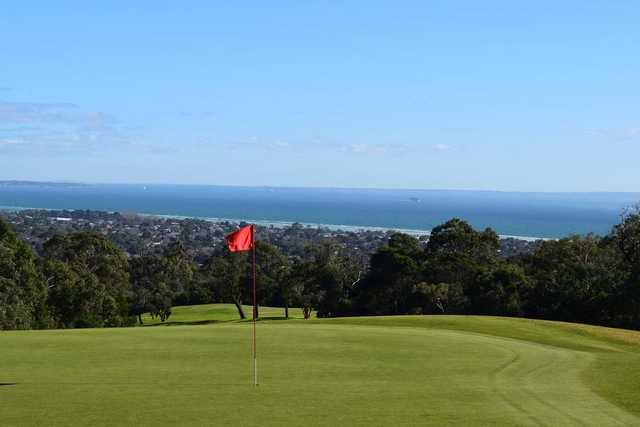 View of a green at Bay Views Golf Course.