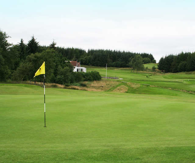 A view of the 1st green at Moffat Golf Club