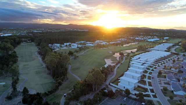 View of the 1st fairway from the Pines at the left and the 9th fairway from the Palms at the right