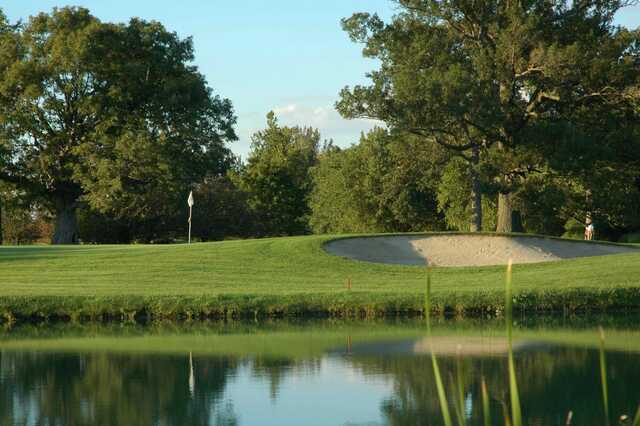 A view over the water of green at Golf Club of Indiana