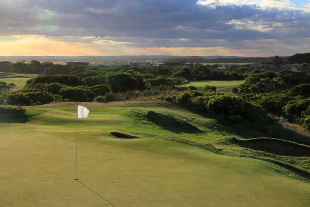 Looking back from a green at 13th Beach Golf Links.