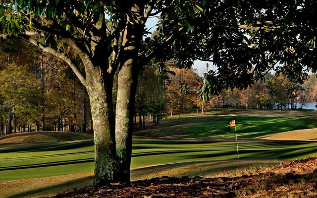 A view of hole #18 at Lakes from Grand National Golf Course