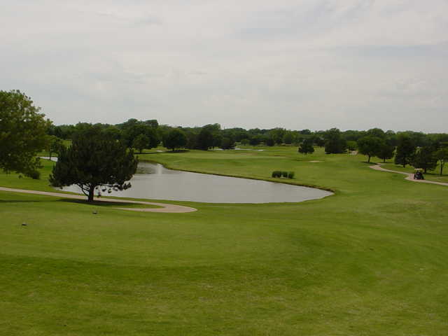 A view of a tee at South Lakes Golf Course.