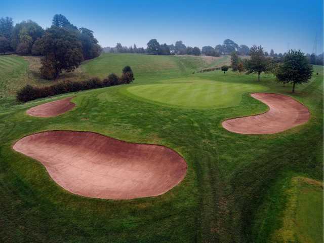 The impressive 18th green at Hawkesyard Golf Course
