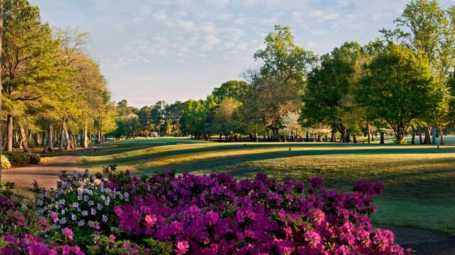 A view of a tee at Lagoon Park Golf Course.