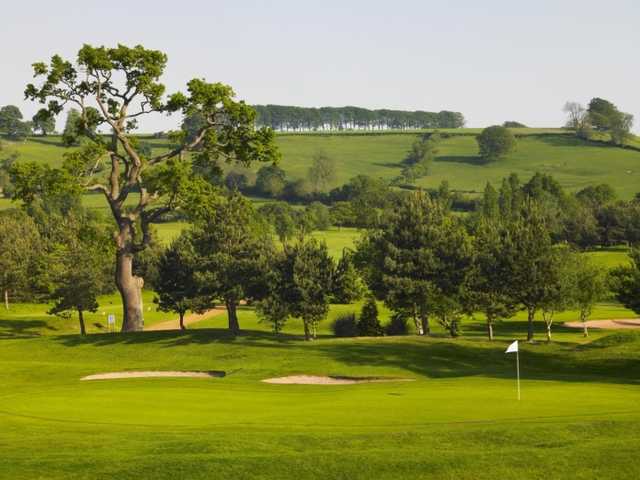 A view of a hole guarded by bunkers at Tracy Park HCC