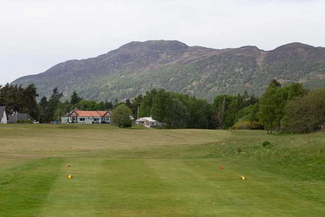 A view from a tee at Newtonmore Golf Club.