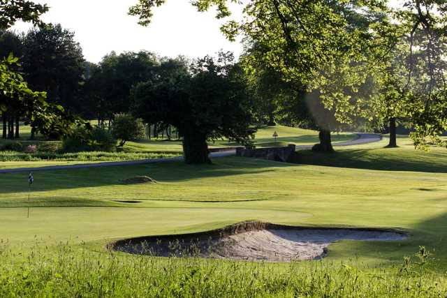 A view of the 2nd green at Keir Course from Cawder Golf Club.