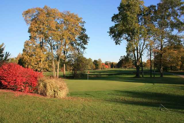 A fall day view of a hole at Maple Creek Golf & Country Club