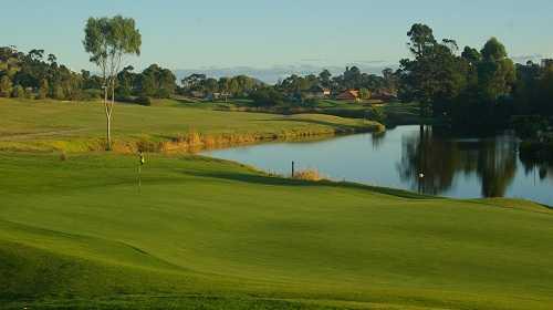 A view of the 2nd green with 3rd fairway in background at McCracken Country Club